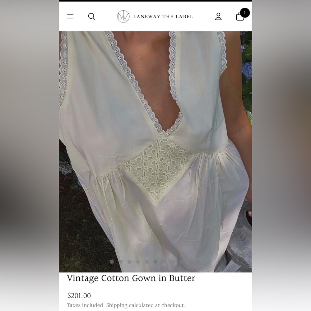 Vintage Cotton Gown in Butter - Women's Nightdress - Picture 3 of 6
